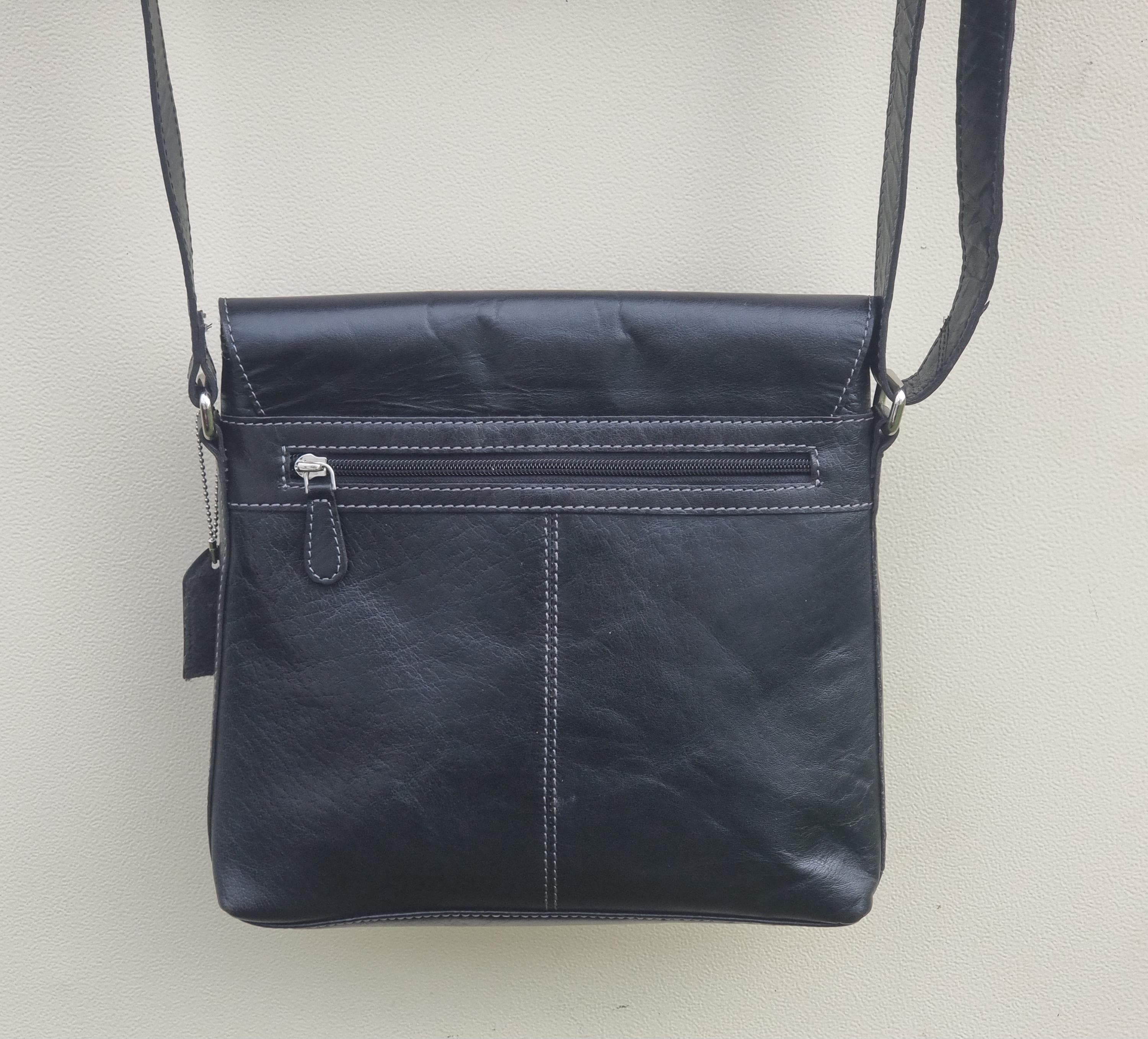 Vintage Black Leather Crossbody Bag, Flap Satchel, Unisex - Etsy