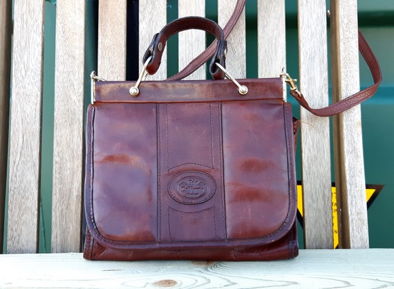 Spaans Handboek communicatie 80s Brown Shoulder Bag by Echt California Machart Conker - Etsy