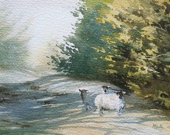 Goyt Valley Sheep, Peak District Original Watercolour Painting