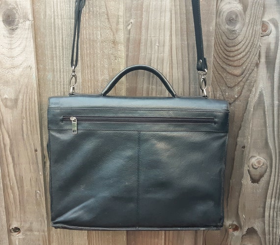 Black leather messenger briefcase, laptop satchel… - image 8