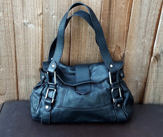 Ted Baker black leather satchel shoulder bag, soft