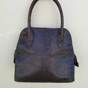 Sac fourre-tout en cuir marron, sac à main en cuir imprimé croco