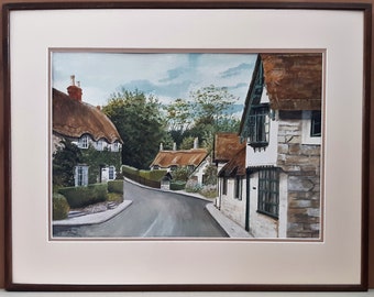 Cottages In An English Country village Original Watercolour Painting