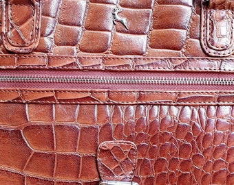 Ashwood Leather Crocodile Print Cross Body Bag • Bagcraft UK