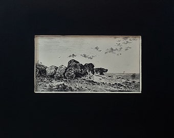 Antique Miniature Coastal Pen And Ink Original Drawing x