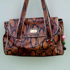 Snakeskin Print Leather Satchel: Mathew Williamson Designer Shoulder Bag
