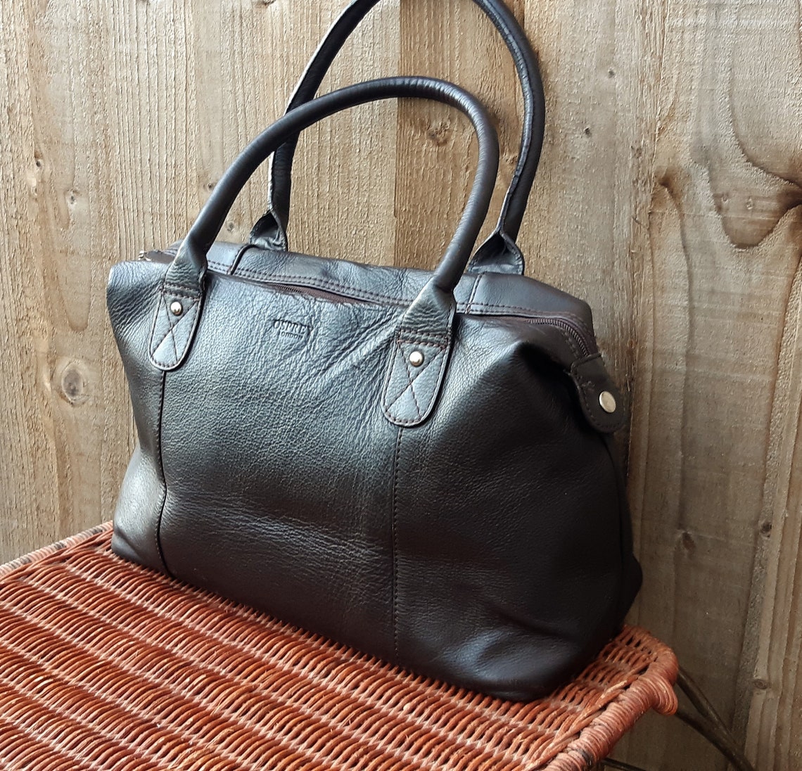 Osprey London dark brown leather satchel tote shoulder bag | Etsy