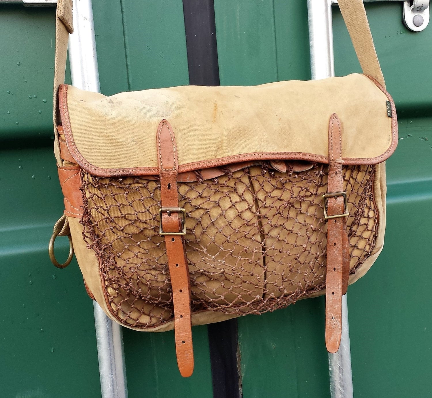未使用級✨Barbour canvas leather fishing bag