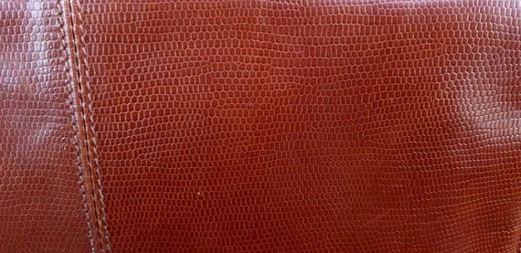 Chocolate brown leather snakeskin print leather c… - image 9