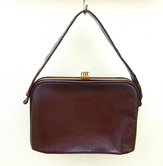 Sacoche / Cartable Vintage En Cuir Marron - Anse Et Bandoulière - Style Rétro Et Rare Pour Homme