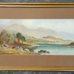 Glaslyn Lake, Snowdonia National Park, North West Wales Original Watercolour/Gouache Landscape Painting By P. Mills