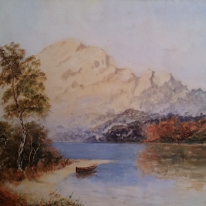 Scottish Highland Loch Landscape Original  Watercolour Painting Signed by The artist W.F.W, Scottish Painting, Scottish mountain Landscape