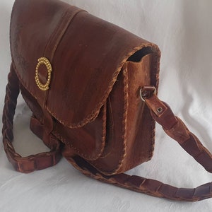 Bolso bandolera de piel marrón, bolso bandolera tipo cartera, bolso de sillín, bolso de hombro estilo cartucho Bolso bandolera tipo cartera de piel marrón