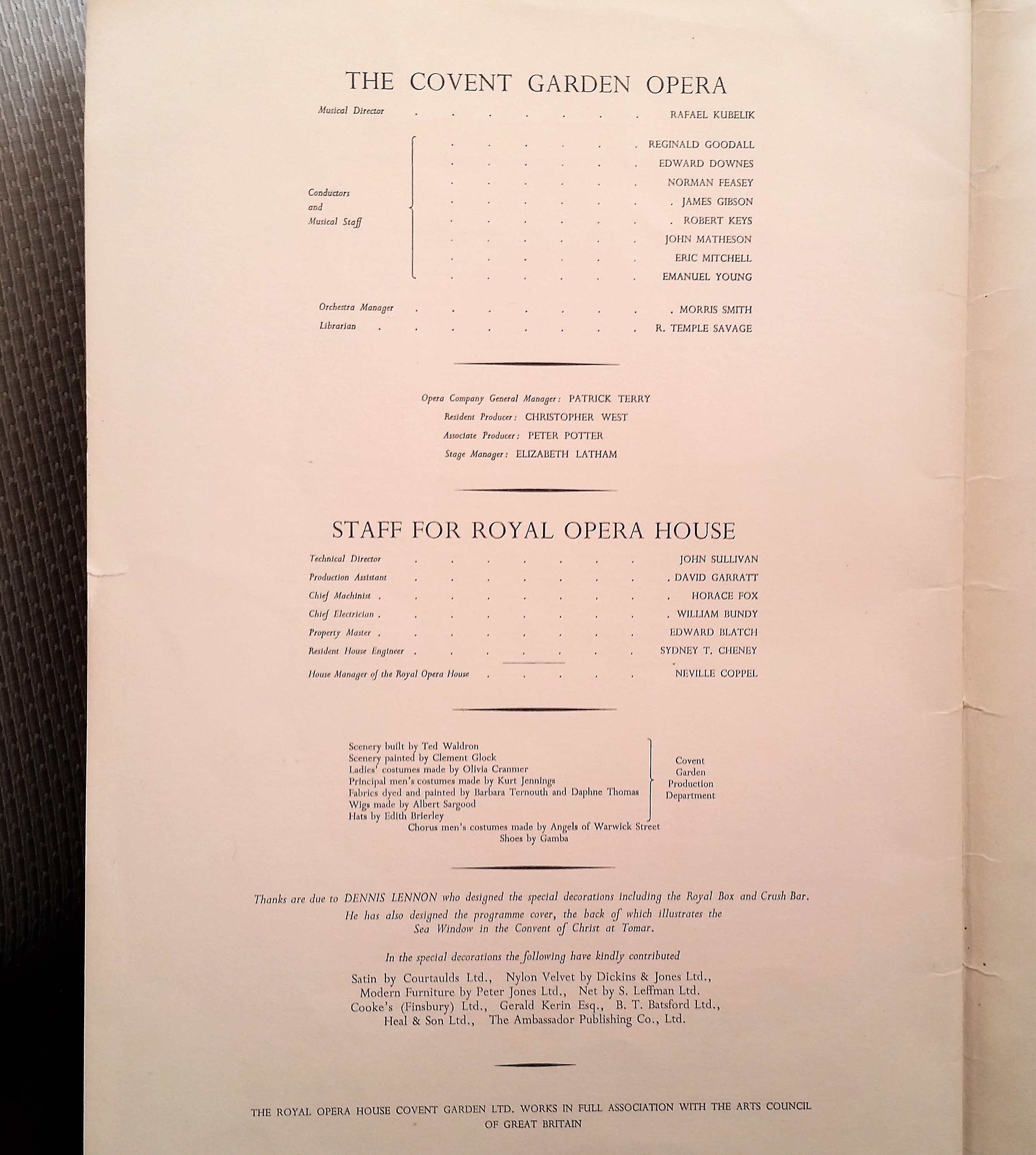 Covent Garden Royal Opera House Program in the Presence of | Etsy