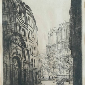 Notre-Dame, Paris, France Original Artists Signed And Numbered 19th century LIne Engraving, Parisian Art, Paris Engraving, French Engraving
