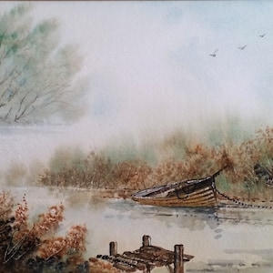 English River Landscape watercolour Painting Signed By The Artist