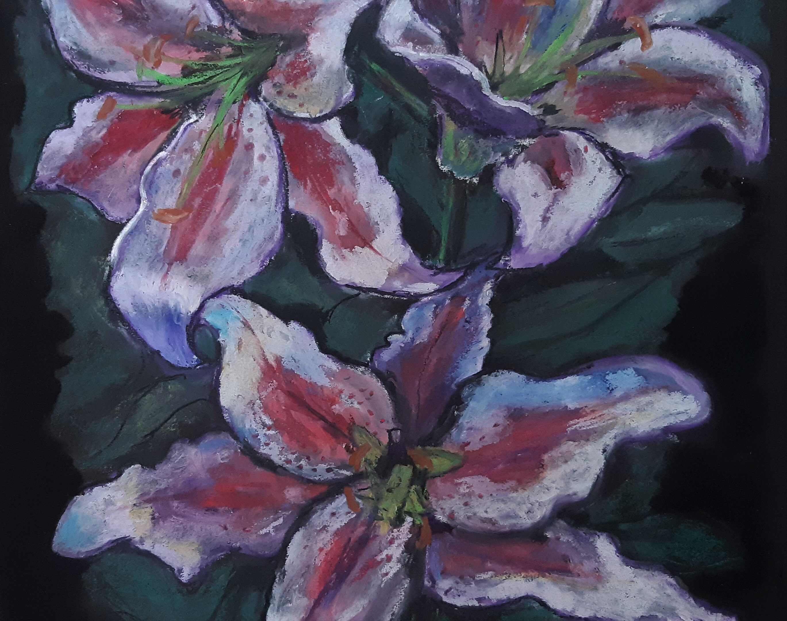 ユリの花の静物画オリジナル油絵、 - Etsy 日本