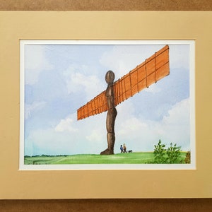 Angel Of The North Antony Gormley Monument, Gateshead, Tyne And Wear, Spirituality Art, Spiritual Original Watercolour  Sculpture Painting