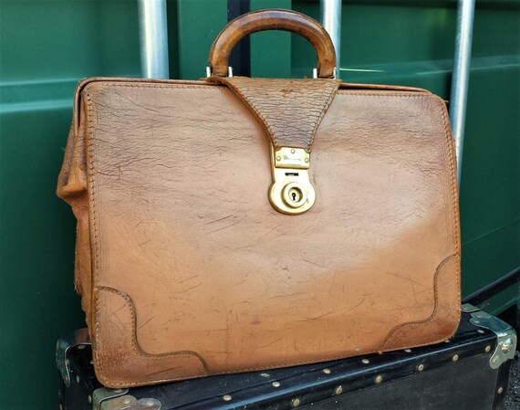 English Academic Briefcase, Caramel Leather Circa