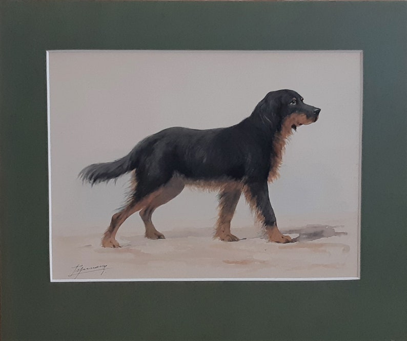 Hovawart German Working Breed Dog, Original Watercolour Painting Signed By The Artist image 5