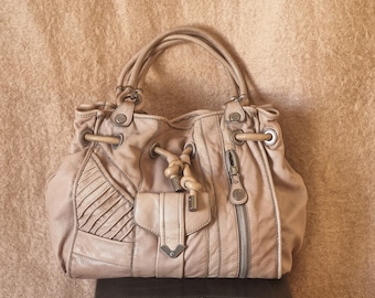 Vintage Lockheart Taupe Leather Hobo Bag, Slouchy Shoulder Purse