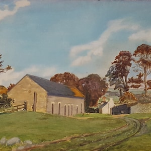 Welsh Landscape Original Watercolour Painting, Henleys Barns, Gower, Wales, Signed By The Artist