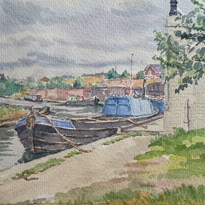 Middlewich Branch, shropshire Union Canal, Cheshire, England, Narrow Boats Original Watercolour