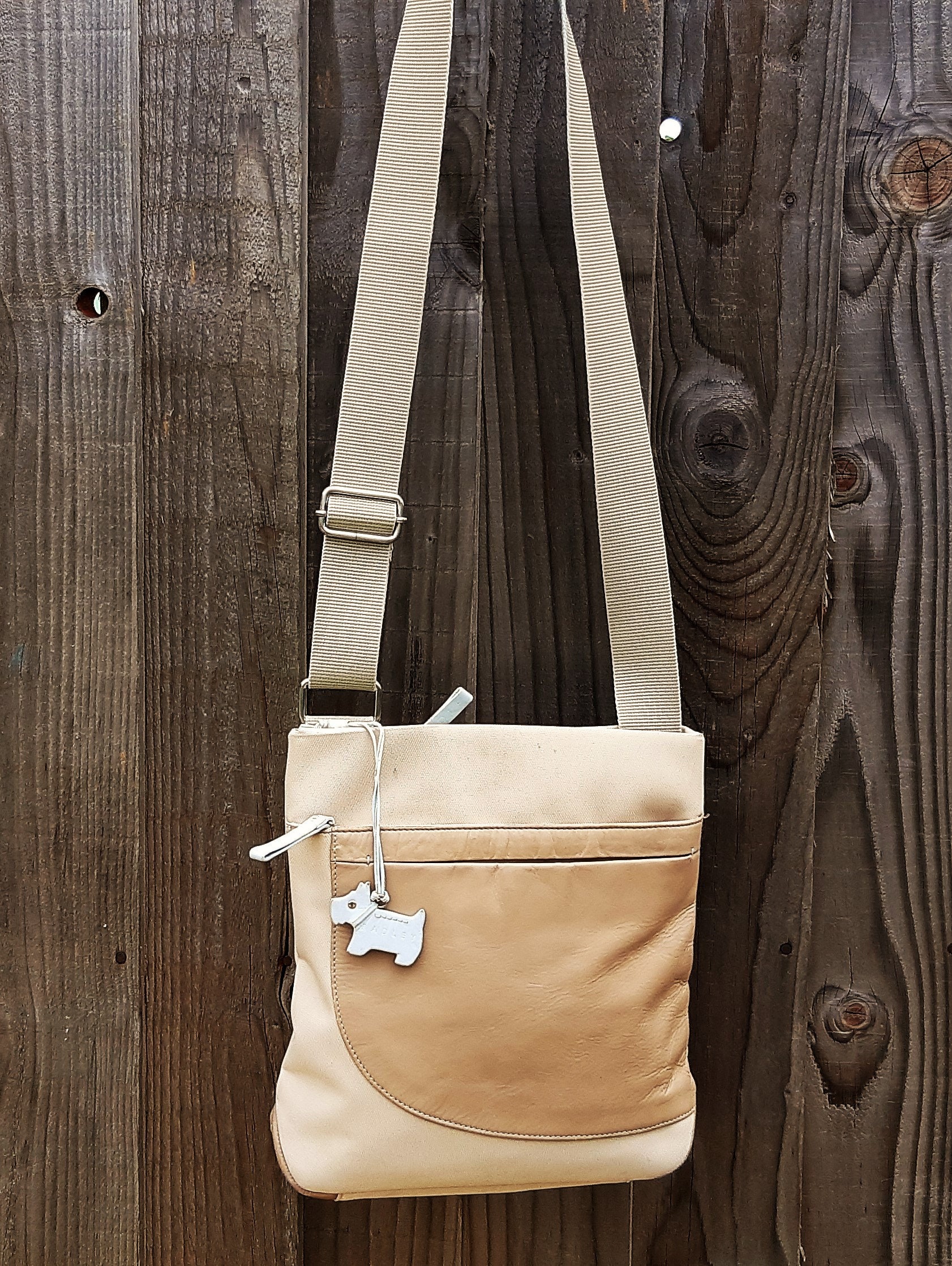 Radley cross body messenger bag light cream taupe and blue Etsy