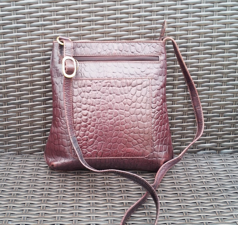 Oxblood Brown Mock Croc Leather Cross Body Messenger Bag Etsy UK
