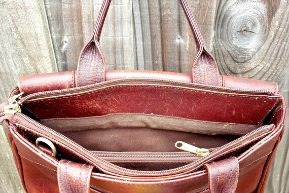 Moda Pelle Chestnut Brown Leather Satchel Bag, To… - image 10