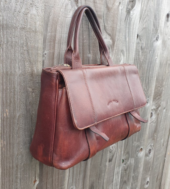 Moda Pelle Chestnut Brown Leather Satchel Bag, To… - image 3