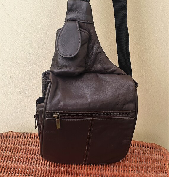 Vintage One Strap Backpack Single Strap Brown Leather Bag Etsy UK