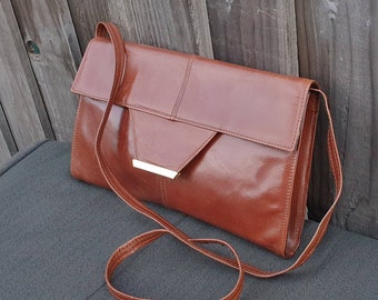 Vintage 80s Snakeskin Print Leather Clutch Shoulder Bag, Italian Made