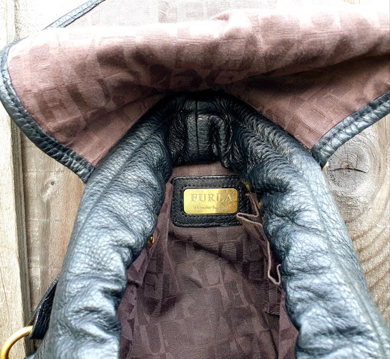 Furla black leather backpack, black and brown lea… - image 10