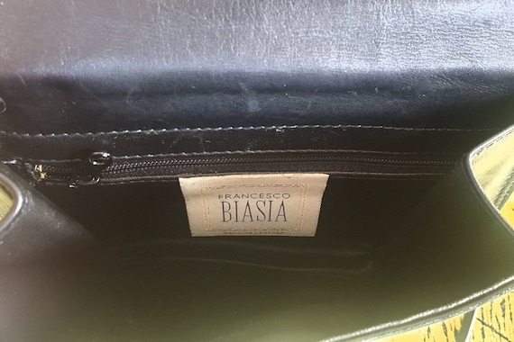 Francesco Biasia Black leather designer purse, cr… - image 4