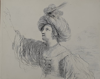 Bartolozzi, Francesco (1727-1815)  Woman With Right Arm Raised Rare And Scarce Original Line And Stipple Engraving