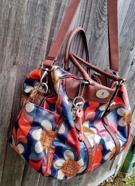 Fossil KeyPer Oilskin and leather Holdall, Weeken… - image 8