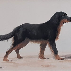 Hovawart German Working Breed Dog, Original Watercolour Painting Signed By The Artist image 2