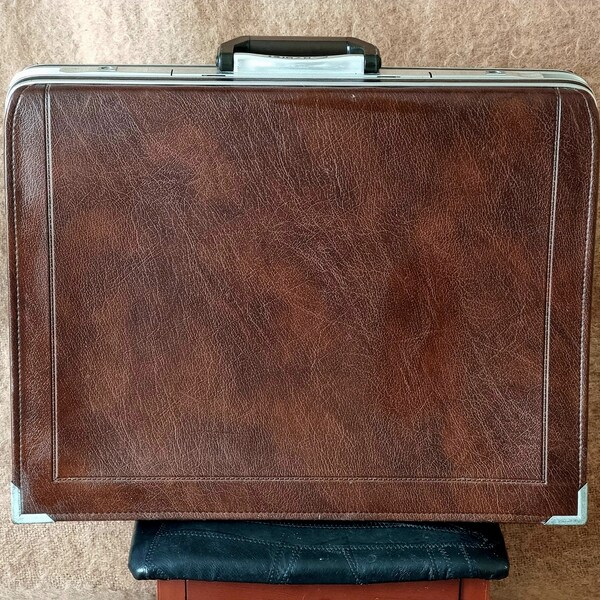 Large Cavalet 70s Briefcase, Attache Case, Faux Leather Cavalet Case, Father's Day Gift, shop display, home decor