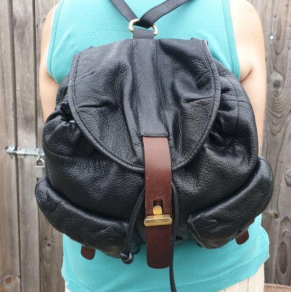 Furla black leather backpack, black and brown lea… - image 4