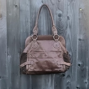 Bolso de hombro con asa superior de cuero marrón, bolso de hombro grande de cuero y gamuza estilo médico vintage, bolso de hombro tipo satchel, regalo para ella