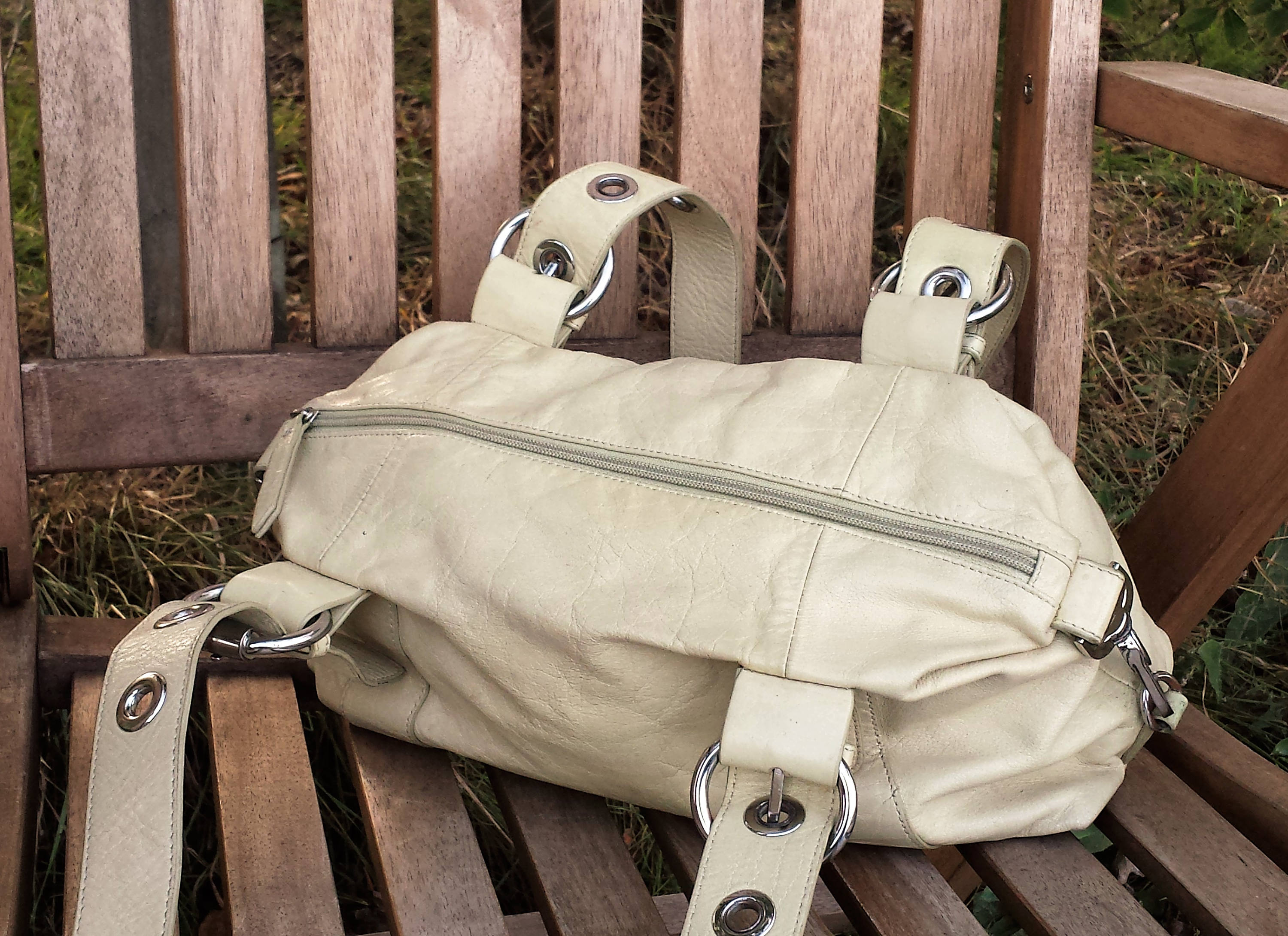 Tula Leather Satchel Shoulder Bag, Pale Yellow / Cream