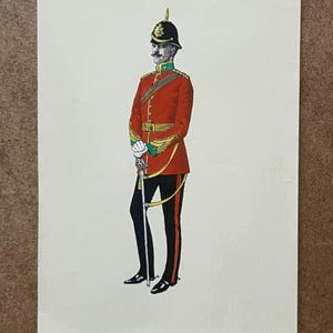 Military Uniform Original Gouache, Watercolour, Ink Illustration Devonshire Regiment, Line Infantry Circa 1881, Historic British Army Art.