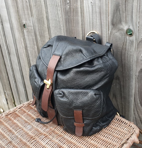 Furla black leather backpack, black and brown lea… - image 8