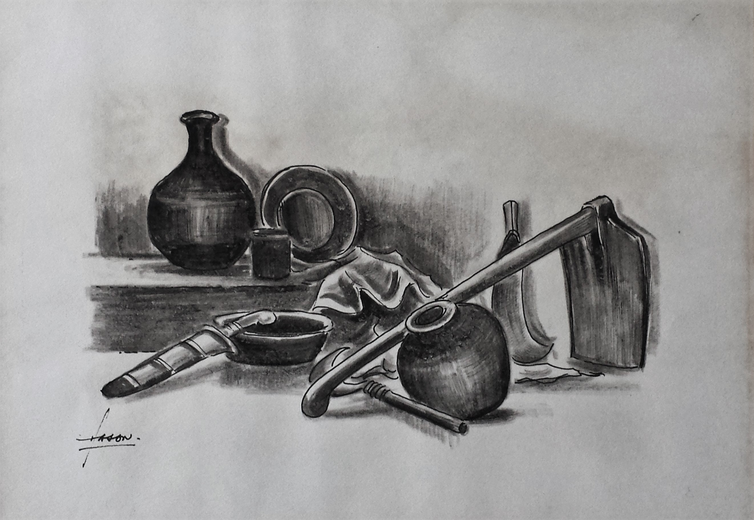 Pen Ink And Wash Original Indonesian Still Life Drawing of Etsy