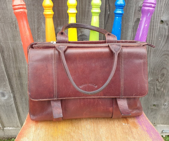 Moda Pelle Chestnut Brown Leather Satchel Bag, To… - image 6