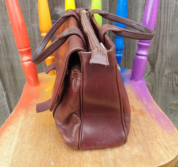 Moda Pelle Chestnut Brown Leather Satchel Bag, To… - image 8