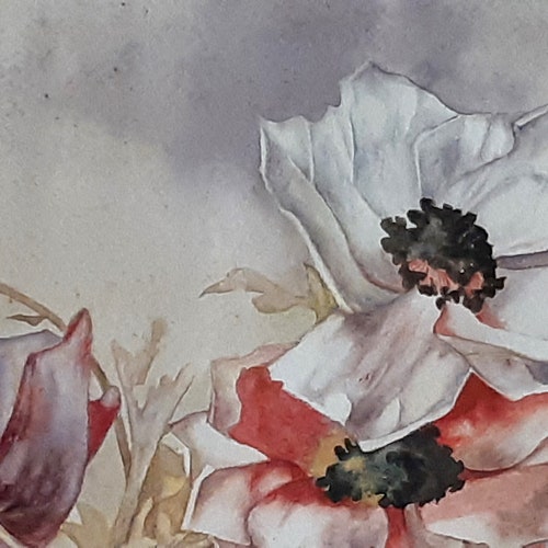 Shops Flower Arrangement Watercolour Signed By The Artist