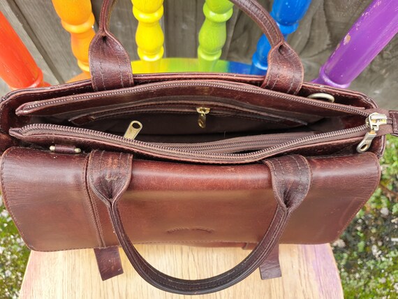 Moda Pelle Chestnut Brown Leather Satchel Bag, To… - image 9