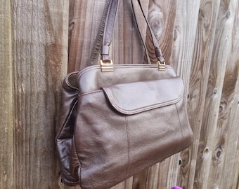 Vintage Jane Shilton Leather Top Handle Bag, Dark Brown Rockabilly Purse